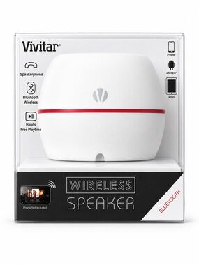 Vivitar White & Red Wireless Bluetooth Portable Speaker
